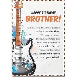 Birthday Card for Bonus Brother, Happy Birthday Wishes for Step Brother Greeting Card with Envelope and Seal