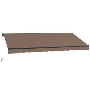 13 x 10 Foot Coffee Retractable Awning 280gsm UV Resistant PU Coated Fabric for Deck Balcony Yard Window Door Shade Manual Crank Adjustable Tilt 45 85 Degrees