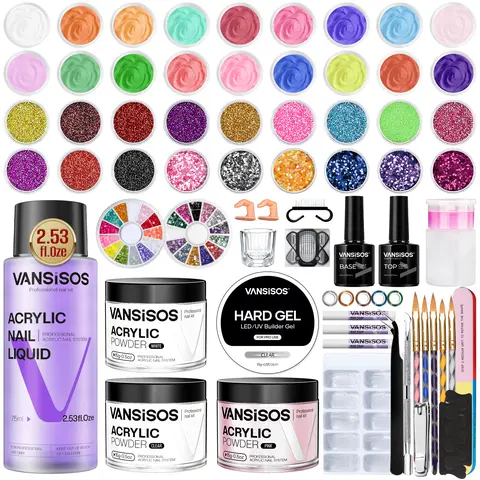 VANSISOS Middle Acrylic Nail Kit with Everything | Manicure & Nail Decoration Kits | Viralproducts with Charms for Salon-Worthy Results in 10 Mins