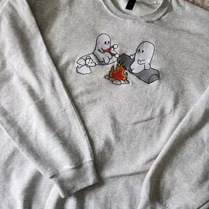 Ghost Buddies Campfire Sweatshirt, Halloween Spirit Pullover, Spooky Crewneck Jumper, Paranormal Activity Sweater, Haunted Friends Top, Classic Cotton