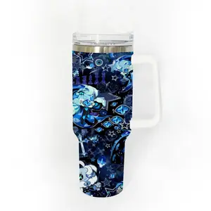 40oz Stainless Steel Tumbler, 1 Count Shadow Milk Cookie Pattern Insulated Water Bottle, Stainless Steel Thermos, Stainless Steel Flask, Drinking Cup for Home Office School, Boyfriend Gift, Drinkware, Summer Cool Bottle