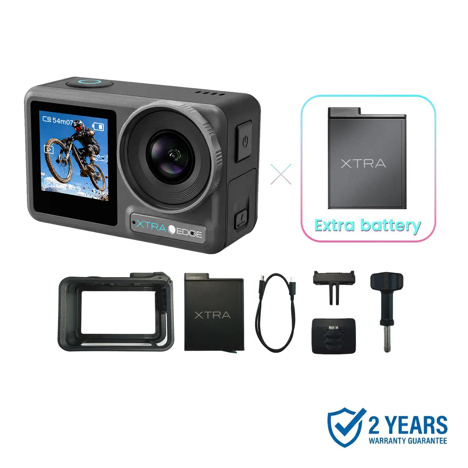 Xtra Edge Sports Action Camera - Portable Digital Video Recording Camera, 1/1.3" Sensor, 4K Cinematic Video, Hyper Stabilization, 52 Ft Waterproof, 3-Hour Battery, Universal Quick Mount, Adventure Vlogging Gear