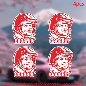 4pcs-Yuri Gagarin Sticker-car stickers for doors, windows, laptops, luggage, furniture and bumpers-durable adhesive vinyl material