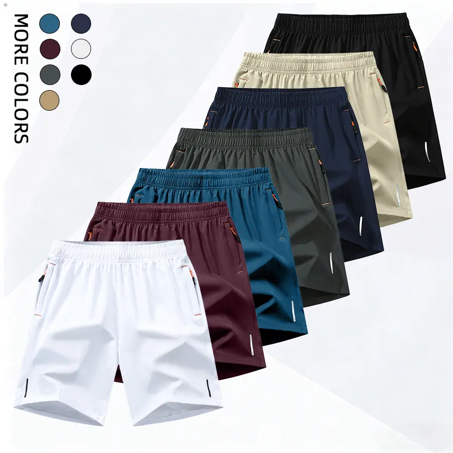 Men’s Loose-Fit Gym Workout Shorts - Ultra-Lightweight, Quick Dry, Breathable Thin Woven Fabric, Solid Color, Textured, Wrinkle Resistant, Reflective Strips, Pockets, Non-Elastic, Machine Washable for Summer Athletic Sports, Classic Athletic Menswear, Poc