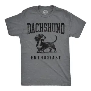 Mens Funny T Shirts Dachshund Enthusiast Sarcastic Puppy Graphic Novelty Tee For Men Mens Funny T Shirts Cool Vintage Fashion T-Shirt Gift Classic Menswear Funny Dog Short Sleeve Novelty Tees for Guys Dark Grey