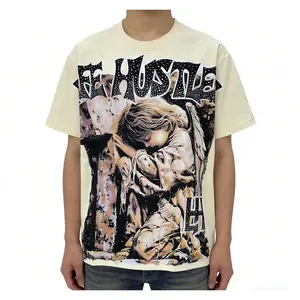 Praying Angel Shining Diamond Cotton T-Shirt Oversized Graphic Tee Crew Neck Loose Fit Streetwear Aesthetic Summer Outfit Unisex Top