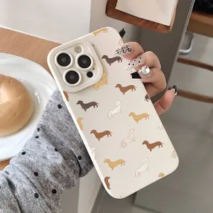 Fun and Cute Dachshund Pattern Phone Case, Suitable for iPhone 17 Air/16 Plus/15 Pro Max/14 Pro/13/12/11 and Other Mobile Phone Cases/As a Birthday/Holiday Gift for Family and Friends/Protector, Lens Protection, MS321