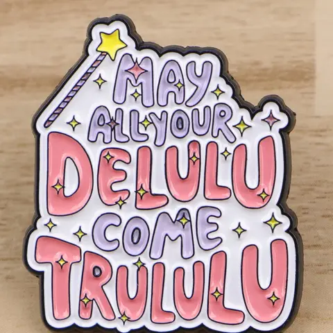 "May all your delulu come trululu"  Personalized Zinc Alloy Pinback Letter Brooch Pin Badge, Unisex Fashion Accessory, Casual Style, Suitable for All Seasons, Stylish Coats Decoration