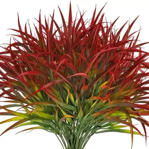 12 Bunches Autumn Artificial Plants, Realistic Fall Leaves Stems, UV Resistant, No Maintenance, Indoor Outdoor Decor