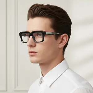 CATERSIDE Vintage Punk Men's Glasses Frame Square Thick Unisex Blue Light Glasses for Travel Beach Wedding Party Ideal Gift Choice