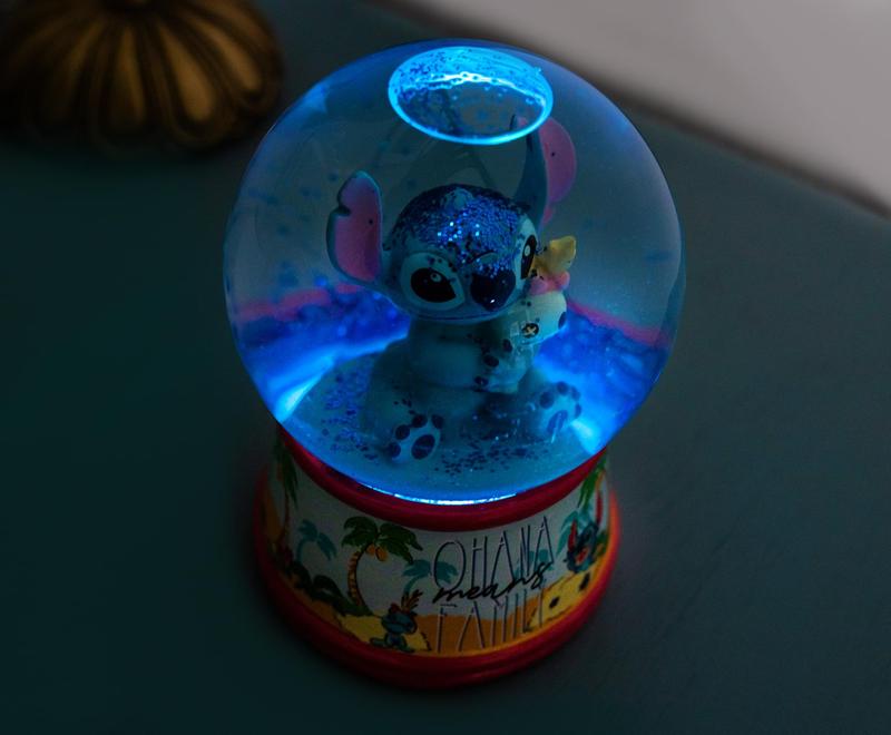 Disney Lilo & Stitch Ohana Light-Up Collectible Snow Globe | 6 Inches Tall