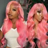 250% Gk 13x6 Pink Lace Front Wig Human Hair HD Lace Body Wave Wig for Women Strawberry Color Unprocessed Brazilian Hair No Shedding Tangle Free HD Lace Body Wave Wig for Women Strawberry Color #SoHoChic #TikTokShopBackToSchool