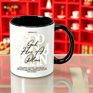 Trendy Vintage Christian Reusable Coffee Cups- God Has A Plan (Jeremiah 29:11) Oversized 11Oz Ceramic Mug Faith-Based Gifts Cup Perfect for Spring & St. Patrick's Day