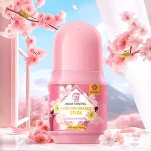 ROZINO Sakura & Vanilla Body Fragrance Stick 50g 24H Odor Control Roll-On Design Fresh Long-Lasting Fragrance Portable For Neck Behind Ears Armpits Gentle Non-Irritating