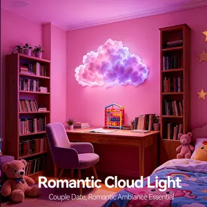 5 meters-DIY LED Cloud Light, Music Sync RGB Ambient Lighting, USB Powered Wall Mount Cloud Lamp for Bedroom Gaming Room Home Theater, Ideal Gift Birthday Party Festival Wall Decor