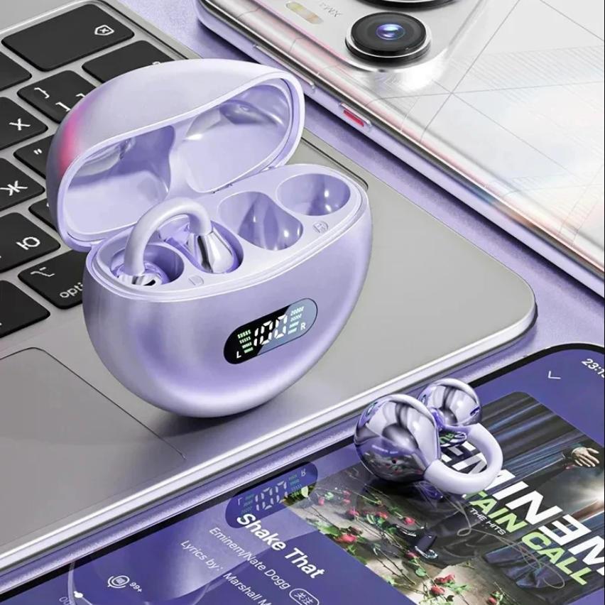 Q71 TWS  Earphones Bluetooth 5.3 Earbuds Clip on Ear Comfortable Sport Digital Display Headsets