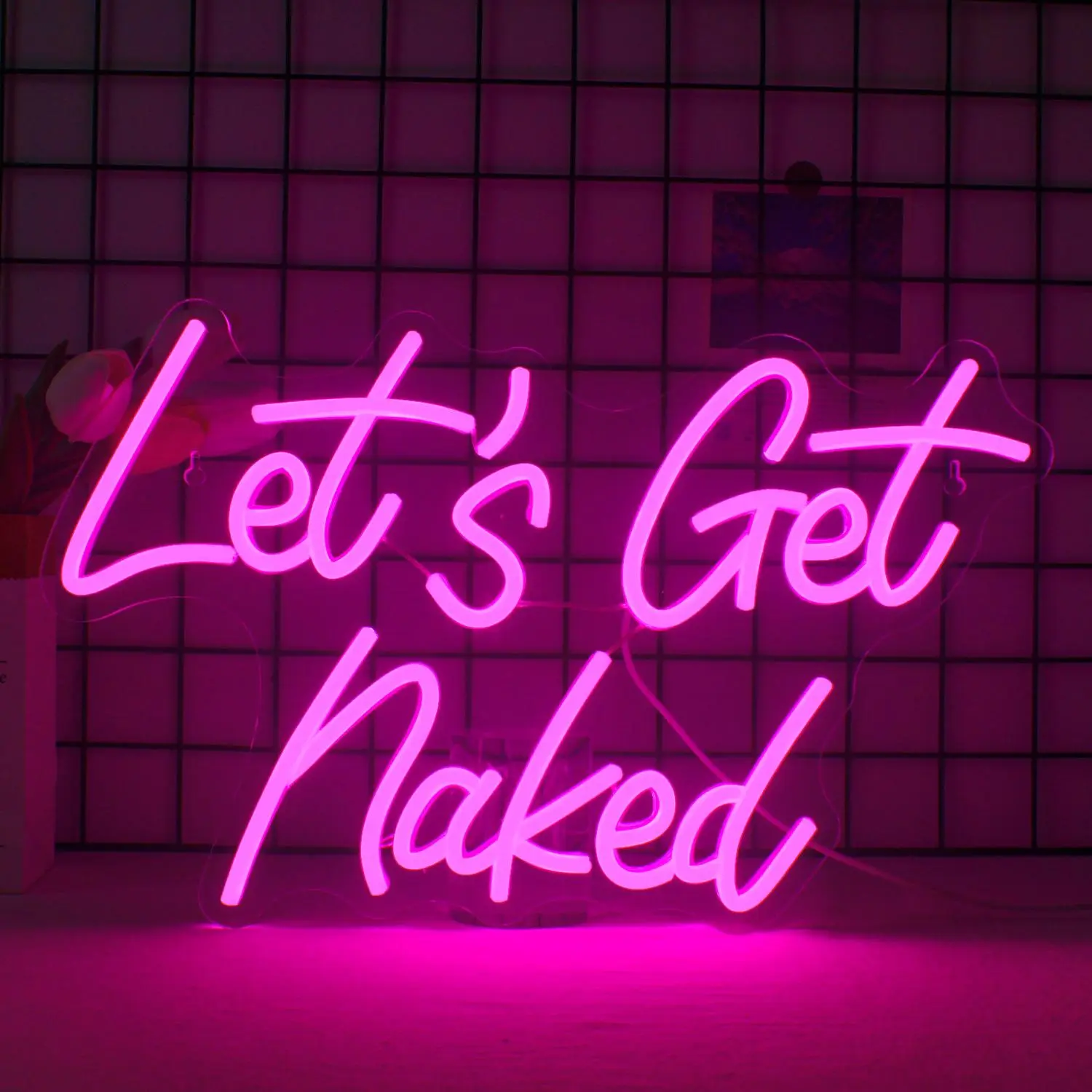 Let's Get Naked Neon Sign, USB Plug Powered Neon Light, Decorative Light for Home, Party, Club, Yoga Hall, Swimming Pool, Bedroom, Private Space, LED Neon Lights, Decorative Lighting