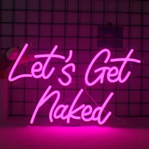 Let's Get Naked Neon Sign, USB Plug Powered Neon Light, Decorative Light for Home, Party, Club, Yoga Hall, Swimming Pool, Bedroom, Private Space, LED Neon Lights