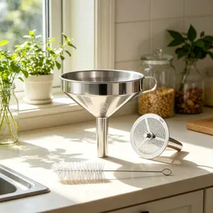 Viral Kitchen Hack 3Piece 304 Stainless Steel Funnel Set Ultimate 2026 Home Organization Must-Have  Includes Filter Screen & Cleaning Brush  Perfect for Essential Oils Spices & Liquid Filling – Durable & Professional Grade