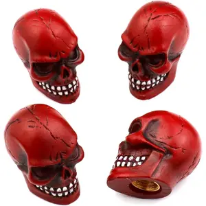 Cars Tires Valve Stem Caps-Dustproof Skull Head Design-Universal for Most Cars, SUVs, Bikes, Trucks & Motorcycles-4 Pcs/Set (Red)