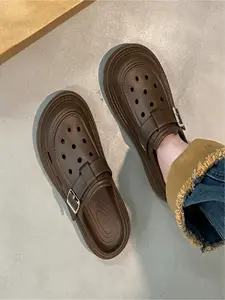 Creamy White Platform Hole Clogs for Women, Trendy Closed Toe Mules, Lightweight EVA Slides Perfect for Beach & Daily Wear