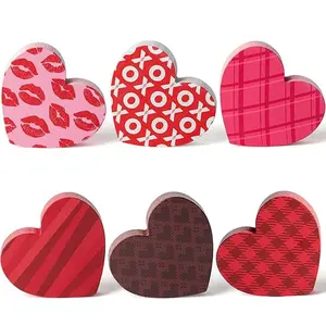 Valentines Day Wooden Table Decor 6 Piece Set Cartoon Style Double Sided Printed[1.13]