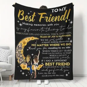 Comfortable Flannel Blanket, Classic Moon Design, Soft Warm Fashion, Home Decor, Bedroom Living Room, Outdoor Camping Sofa Air Conditioning Bed