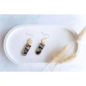 Clay earring | tortoise shell dangles