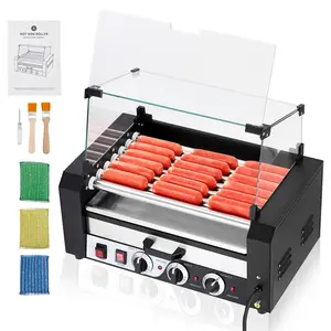 GARVEE 18 Capacity 1350W Stainless Steel 7-Roller Sausage Grill Machine for Perfectly Grilled Sausages, Ideal for BBQs and Outdoor Cooking, Easy to Use and Clean, Perfect for Home and Commercial Use.