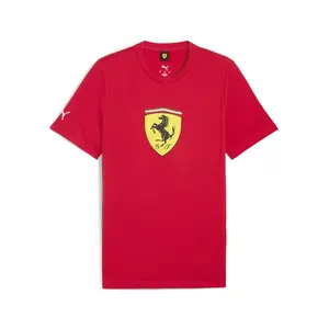 PUMA Mens Scuderia Ferrari Sportswear Colored Shield Graphic Crew Neck Short Sleeve Casual Tops Casual - Red