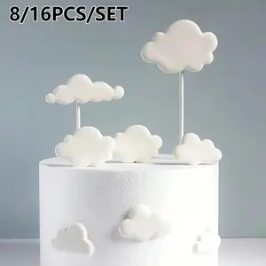 8 Cloud Cake Decorations, Cake Decorating Supplies, 3D Foam Lightweight Cake Picks, Set, Toppers for Birthday Parties, Opening Celebrations, Holiday Supplies, Father's Day, Christmas