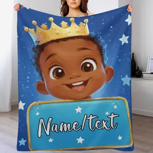 Custom Name Lovely Boy Blanket  ,Suit for The Sofa, Bed, Travel, Camping, Living Room, Office, Chair，Gifts for Family or Child  ,Friend , Send your custom text via shop chat to personalize