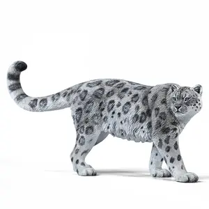 JXK Snow Leopard Statue for Desktop Decor Snow Leopard Figurine Panthera Uncia Sculpture Gift for Animal Lovers