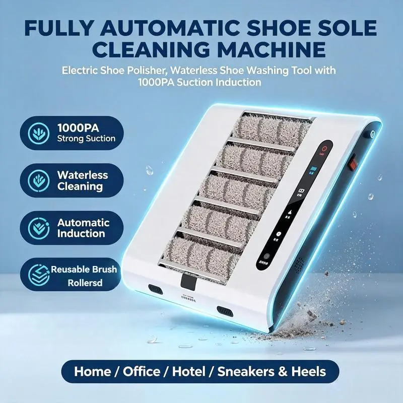 Fully Automatic Shoe Sole Cleaning Machine, Electric Shoe Polisher, Waterless Shoe Washing Tool, 1000PA Suction Induction Shoe Cleaner for Home Office Hotel, Works with Sneakers Heels BASIC
