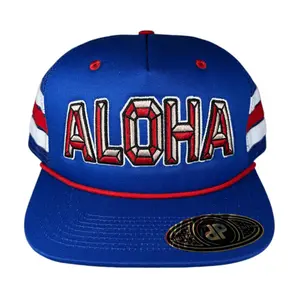 ANXD Aloha Kendrick Snapback Hat | 58cm Adjustable Blue & Red Embroidery