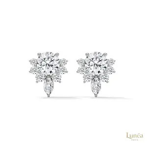 1 CT. Round & Marquise Diamond Studs | Lab Grown | 14K Gold & Platinum