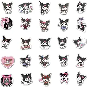 SANRIO 50 Kuromi Stickers – 50pcs Unique Variety Pack Featuring Adorable Kuromi Characters in Different Poses and Outfits for Decor and Crafts