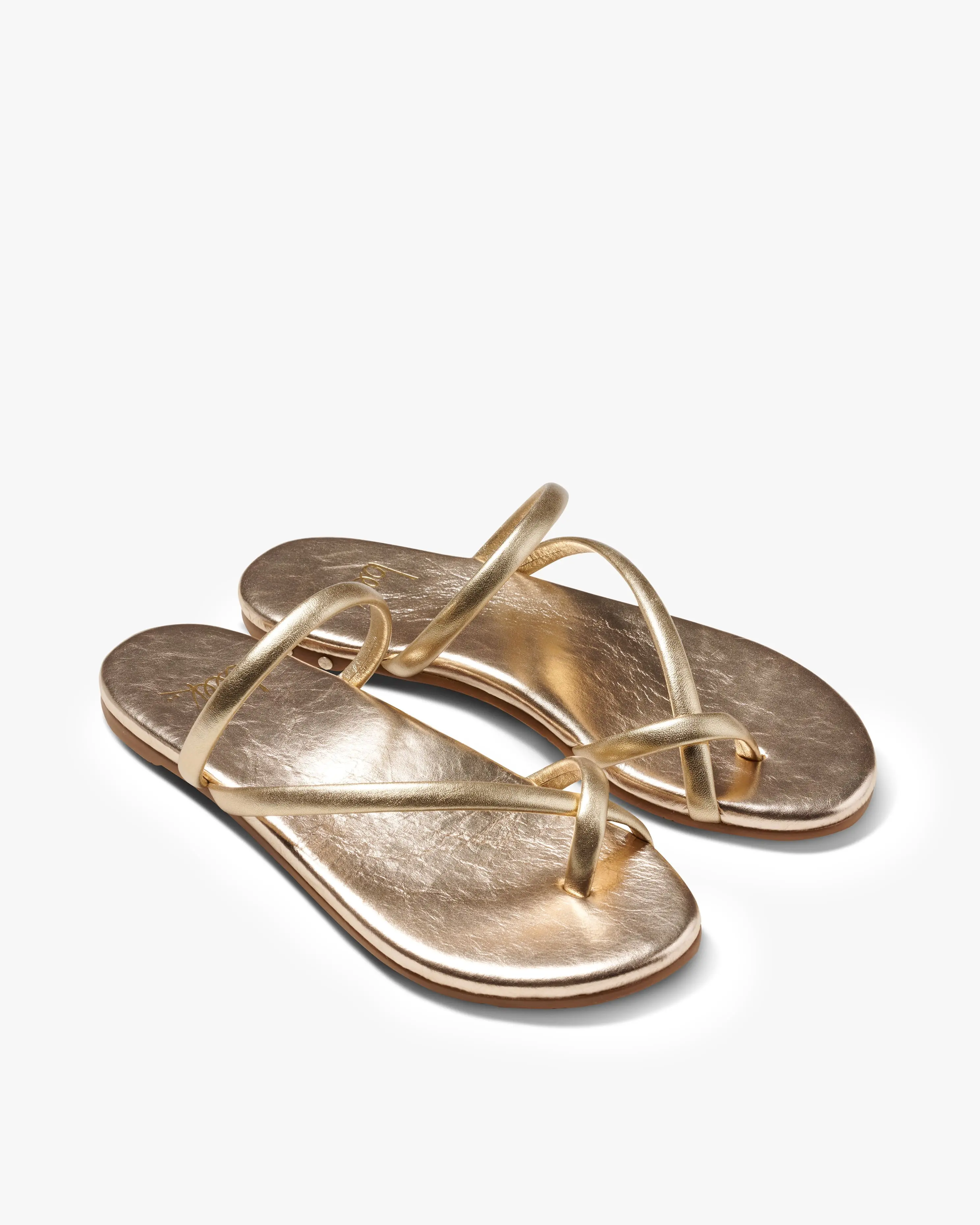 beek SUNBIRD Gold Leather Sandals - Open Toe, Slip-On Style, All Seasons, Soft Leather Upper, Memory Foam Comfort Insole, Molded Arch Support, Durable Rubber Outsole, Women's Casual Dress Sandals