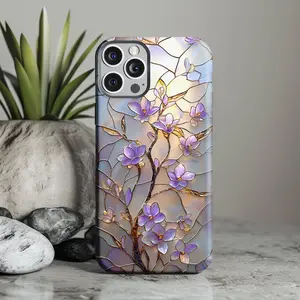 Delicate Blossom Floral Stained Glass Inspired Phone Case For phone, Aesthetic Design, Best Personalizable Gifts. Case for IP 11 12 13 14 15 16 17 Pro, Plus, Promax, S21,22,23,24,25 Ultra, Tough Case, Magsafe Case