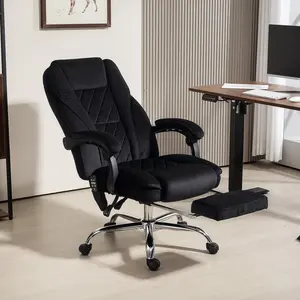 Massage Office Chair, Heated Reclining Computer Chair with Adjustable Height and Footrest, Black，indoor, office