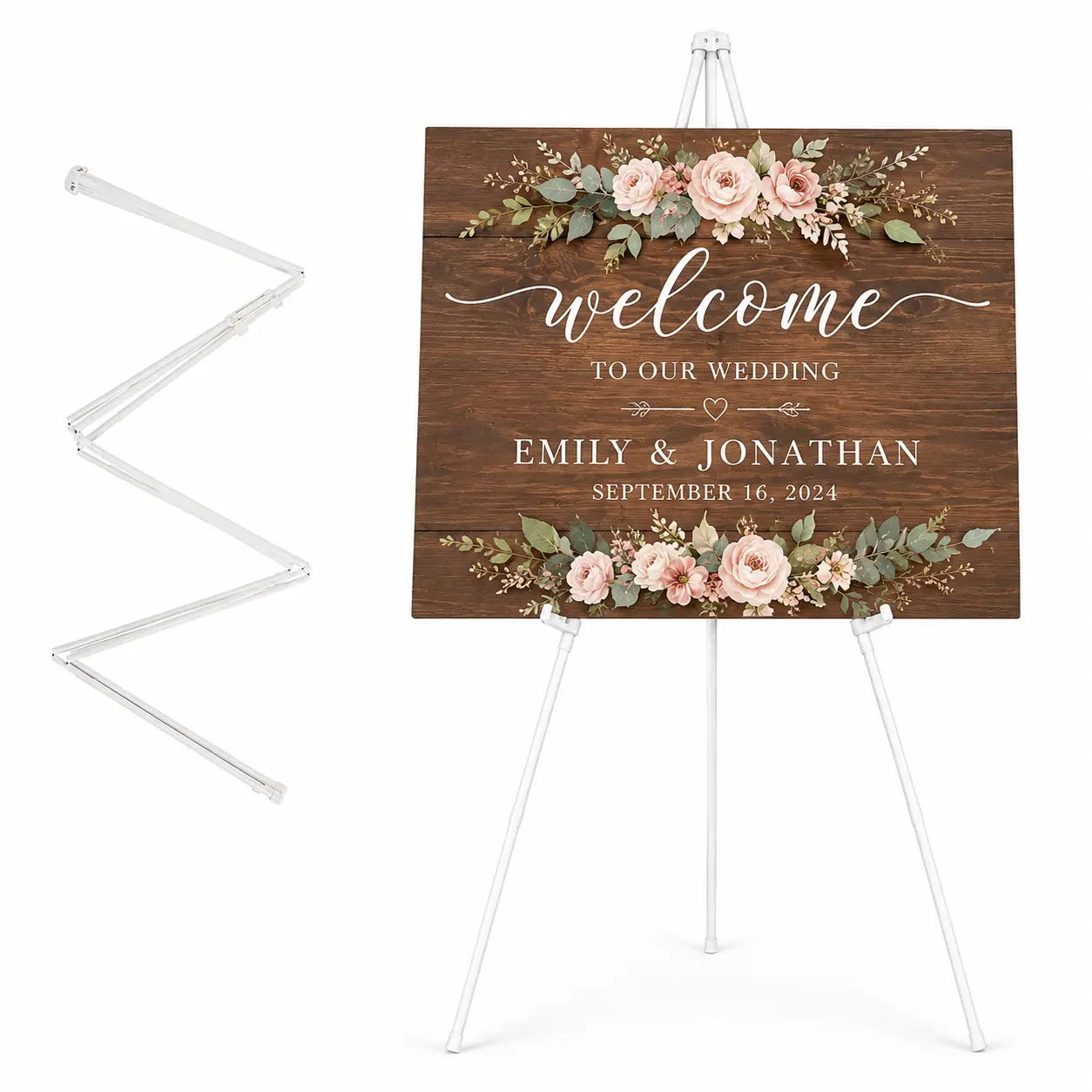 Portable Tripod Easel Stand for Signs and Posters, Folding Metal Display Easel for Wedding Welcome Signs, Art Shows, Events and Presentations