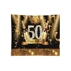 Happy 50th Birthday Photography Backdrop 40th 50th Birthday Photo Backdrop Champagne Golden Birthday Decor Banner Photo Booth Background 50th Birthday Party Backdrop Gold Black Sparkle Champagne And Disco Ball Design Happy Birthday Banner Outdoor