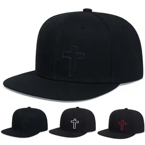 Adjustable Cross Embroidered Hip Hop Hat Baseball Cap Trucker Hat for Casual Outdoor Use, Unisex Sun Protection