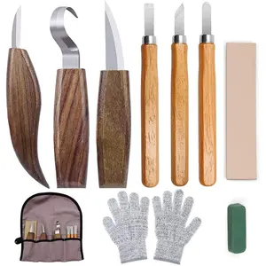 10Pcs Wood Carving Kit,Wood Carving Tools,Hand Carving Knife Set with Anti-Slip Cut-Resistant Gloves,Wood Spoon Carving Kit for Beginners,Hand Tools Kits