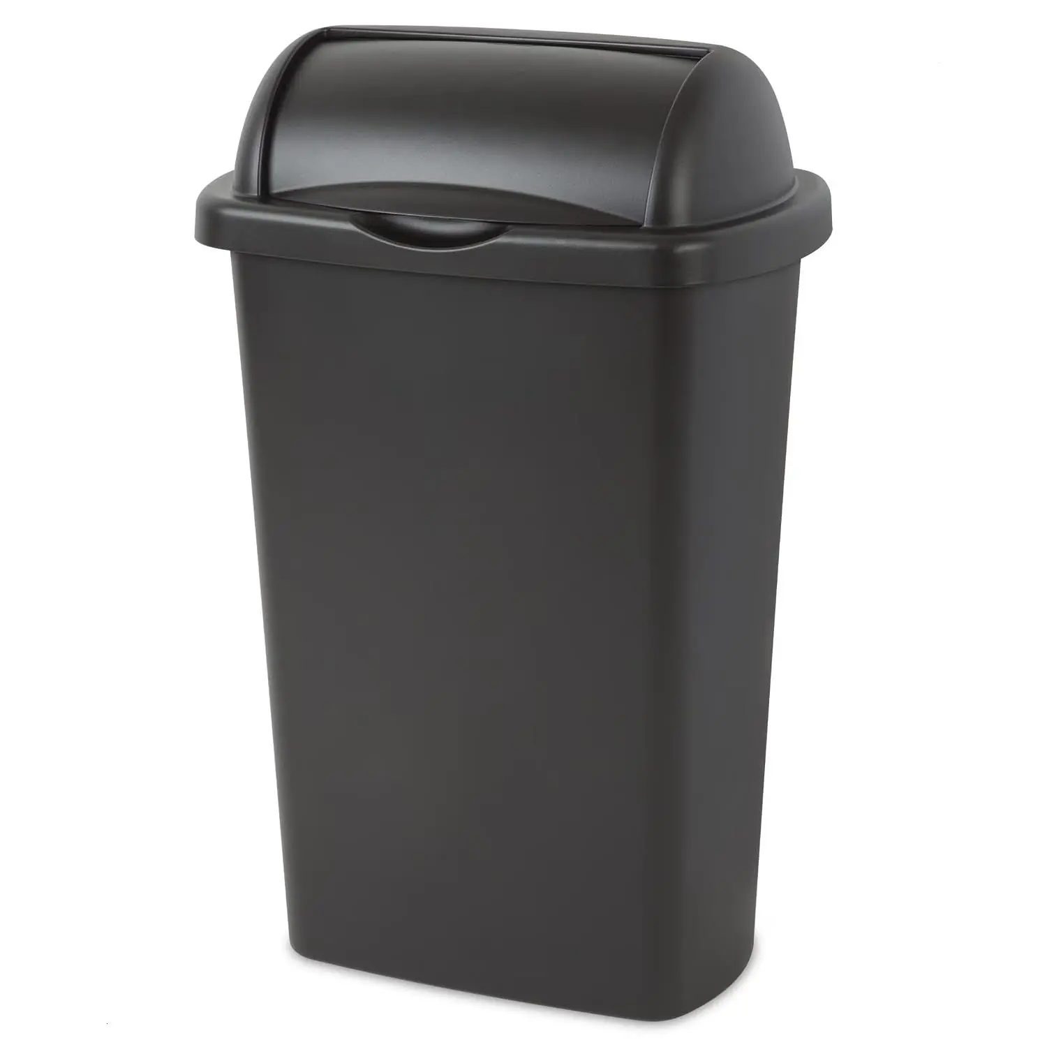 Kitchen Trash Can, 13 Gallon Plastic Garbage Bin with Roll Top Lid, Black