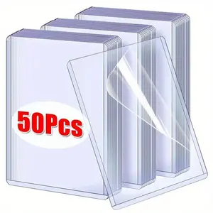 Clear Kpop Card Protector, 50pcs/set 35PT Thick PVC Top Loader Card Protector, Desk Organizer for ID Photo and Game Card, Trading Card Toploaders