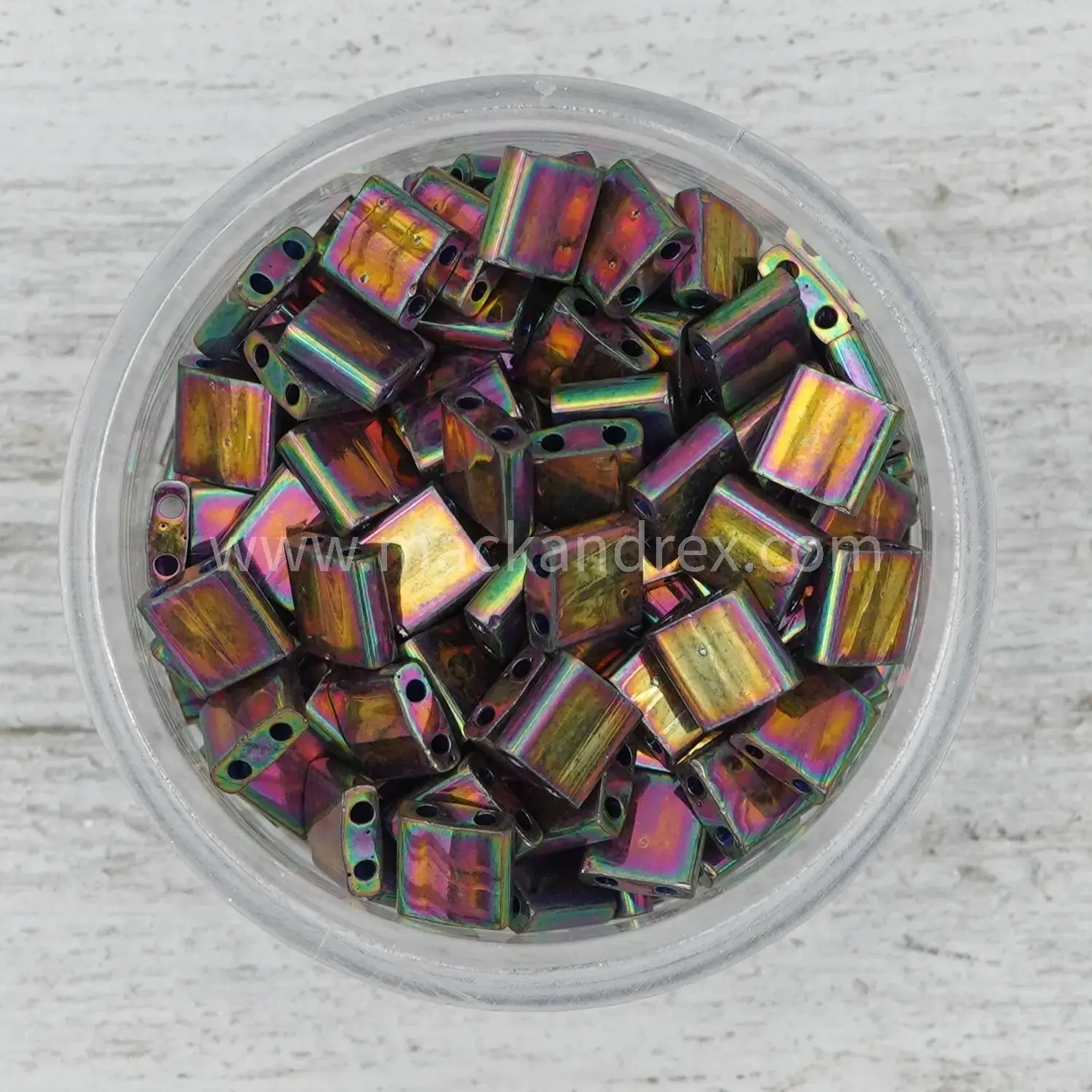 1893 Tila Beads - Raspberry Gold