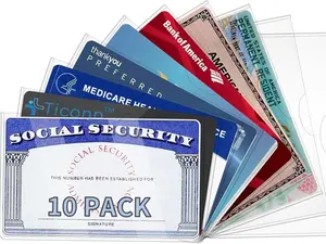 10 Pack Social Security Card Protector Medicare New Credit Card Holder, 24 Mil Soft Clear Card for Waterproof SSN Card Protector, ID/Debit/Credit Card Covers Sleeve, Card Holder