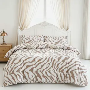 3-Piece Zebra Print Bedding Set (1 Duvet Cover + 2 Pillowcases, No Insert)
