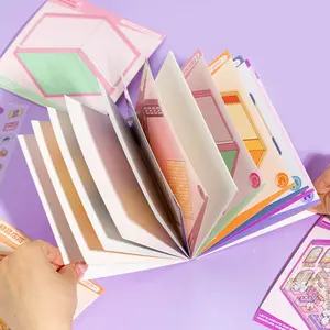 Creative Scrapbooking Sticker Book, 18 Sheets/book Cute Animal Micro Landscape Sticker Book, DIY Scrapbooking & Journal Making Supplies, Art Stickers